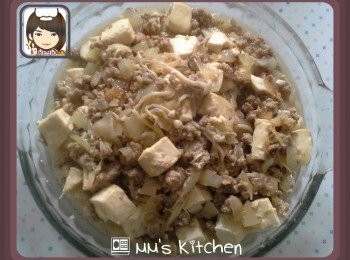 韓式蔥菇雞肉碎豆腐