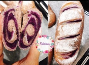 紫薯牛奶麻糬包 (手揉版)