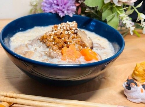 日式納豆豆乳湯蕎麥麵 (可素食)