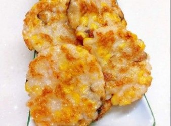 粟米冬菇煎蝦餅