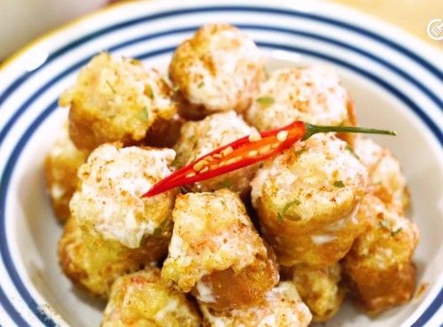 香脆鮮爽｜沙拉鬼馬蝦滑 Shrimp paste with water chestnut in deep-fried breadstick with salad