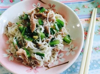 豉汁油麥菜肉絲撈米 - 20m