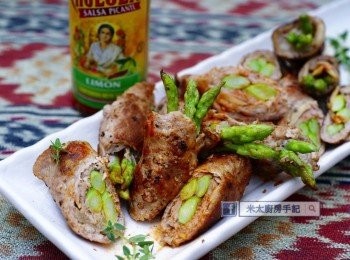 《香蒜孜然蘆筍肉卷》