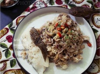 海南雞醬糙米飯配烤焗比目魚