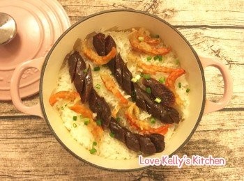 [簡易煲仔飯]  蝦干臘腸煲仔飯