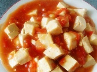 豆腐番茄煨肉粒