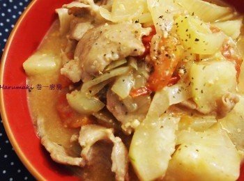 韓式麵鼓醬節瓜炒肉片 