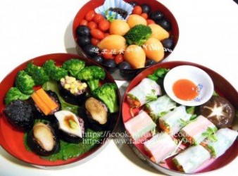 ♥憶柔蔬食♥蔬食餐盒~握壽司．越南粉皮捲