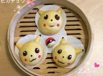 比卡超南瓜饅頭 #交功課 
大家早晨呀！
食早餐啦！^^