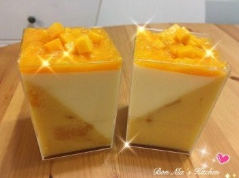  芒果牛奶雙色布丁#交功課