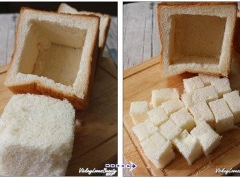 step9: 將取出的白吐司切成方便食用的吐司塊