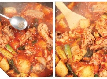 step8: 撒入胡椒粉並拌勻即可。