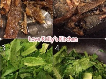 step1: 豆豉鯪魚整散，油墨菜洗乾淨切一半備用；