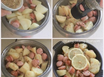 step3: 加入預先調好的芥末汁，兜勻後加入香草碎，再炒勻便完成。