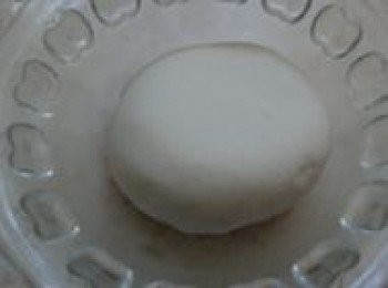 step2: 稍涼後用手揉成麵團，放入豬油再次揉勻，蓋上一層濕布醒15分鐘。