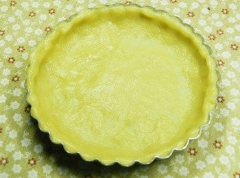 step2: <span class="group_2">派皮</span>材料用手捏揉成團，鬆弛30分，取出<span class="group_2">派皮</span>，桿好後入派模，並收邊，底部用叉子插一些洞