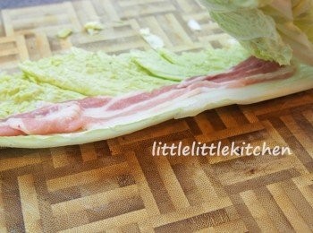 step2: 把材料分層放在菜葉上