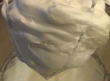 step7: 製作<span class="group_2">蛋白霜</span>，取另一攪拌盆，將蛋白倒入，再把砂糖分2~3次加入，以電動攪拌機高速攪拌打到<span class="group_2">蛋白霜</span>呈現硬性發泡，紮實的狀態，再以低速攪拌約1分鐘使<span class="group_2">蛋白霜</span>更為細緻