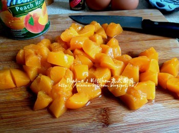step2: 罐頭蜜桃去糖水後切粒