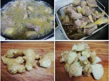 step1: 先準備一鍋水煮滾ˊ將鴨肉川燙再用水洗淨備用ˊ 老薑用刷子確實刷洗乾淨ˊ然後用刀略拍備用