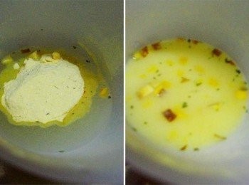 step4: 取適合容器ˊ倒出南瓜濃湯粉ˊ依喜好濃淡添入酌量開水拌勻