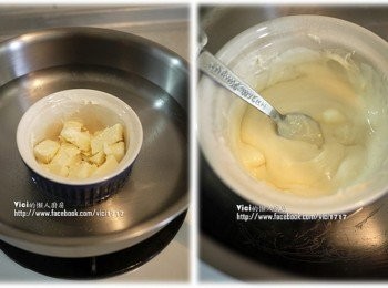 step1: 把白巧克力隔水加熱，使即溶化