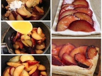 step1: 蜜李切大片, 與黑糖/玉米粉下鍋炒