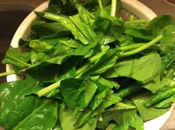 step2: 菠菜切去尾部, 切段, 洗淨
