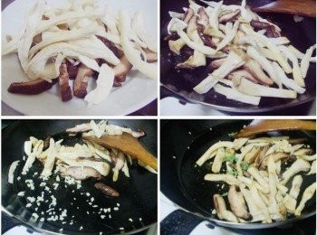 step4: 原鍋添入酌量橄欖油ˊ將處理好香菇ˊ杏鮑菇ˊ入鍋拌炒出香氣ˊ 菇類炒透後加入蒜末再次炒香ˊ完成前加入酌量百里香ˊ快速拌勻