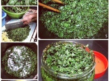 step1: 將香椿的嫩葉採下後，去除硬梗，清洗乾淨，晾乾。*製程中不能有任何一滴水，醃東西都是盡量不要有水。