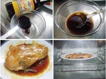 step4: <span class="group_3">調味B</span>依序拌勻ˊ將步驟3的松阪豬排均勻沾上醬汁ˊ 烤箱預熱180度cˊ然後烤約20分鐘