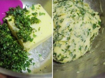 step4: 將室溫回軟的無鹽奶油加入甜羅勒細末3~4大匙ˊ 海鹽1/2茶匙ˊ檸檬汁1茶匙ˊ拌勻成香草奶油醬備用 (喜歡的話也可酌量加入少許蒜末)