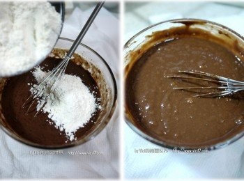 step2: 3 加入蛋液及分次加入鬆餅粉後，拌勻