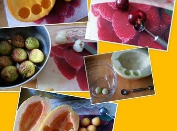 step3: 將各款喜愛之生果去籽,刮成圓球形狀