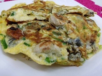 step1: 蠔仔用水洗幾次並去除白色硬物, 用水浸 1/2小時, 再換水+ 生粉或栗粉多浸 1/2小時