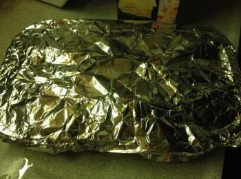 step8: 焗盤鋪上錫紙焗30分鐘, 之後撕走錫紙再焗8分鐘