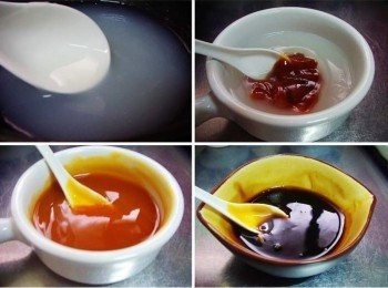 step9: 製作3味醬: [甜味醬汁]:水250cc/糖1大匙/玉米粉2大匙煮滾加入海山醬4大匙 [鹹味醬汁]:蠔油1大匙/醬油1大匙拌勻即可 [辣味醬汁]辣椒粉2大匙/甜味醬汁6大匙拌勻即可 嫌麻煩...用自己方便取得ˊ也喜歡習慣醬汁都可以的。