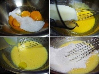 step3: 蛋黃加入細砂糖先用打蛋器拌勻ˊ再加入步驟2山藥泥拌勻ˊ 接著再加入橄欖油攪拌均勻ˊ 然後將過篩好的低筋麵粉加入拌勻