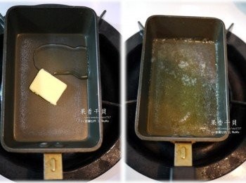 step1: 把等量的奶油與橄欖油下鍋熱鍋