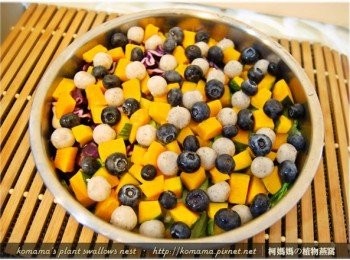 step5: 隨後將黑木耳QQ圓與藍莓，也依序放入至碗中。