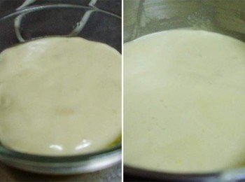 step4: 然後取一小部分完成的麵糊和步驟2拌勻ˊ(讓彼此間密度更接近) 再回倒於完成的麵糊中再次拌勻