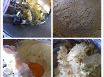 step1: 將牛油和煉乳利用打蛋器打至幼滑，然後加入蛋黃打至均勻，然後篩入中筋麵粉搓成麵團。

由於麵團過軟，所以需放進冰箱冷藏20分鐘左右。