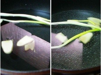 step2: 準備一適合湯鍋ˊ加入酌量的水ˊ薑片ˊ蔥及米酒ˊ 煮至水略為冒小泡即可熄火