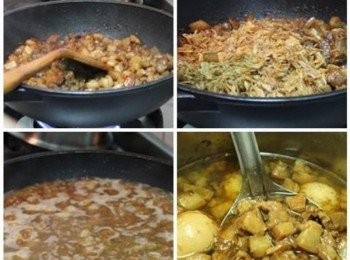 step2: 加入醬油/素蠔油/黑糖炒出香氣, 再加入蒜酥/油蔥酥拌炒 (###材料的測量工具為: 量米杯)