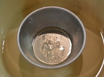 step6: 將魚膠片用冰水浸軟，去掉水分，放入小碗中以隔水加熱煮至溶化。
