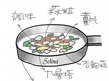 step4: 同鍋放入九層塔拌炒即可。