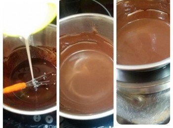 step3: 再倒入牛奶拌滑和座入熱水中備用