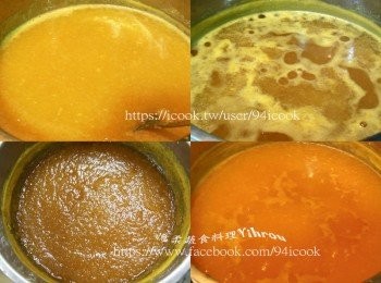 step5: 用中小火煮滾後，維持小火沸騰狀態，定時不斷順向攪拌，才不會燒焦喔！時間約2小時，煮至果醬整體呈適當濃稠度，冷卻後稠度會再增加