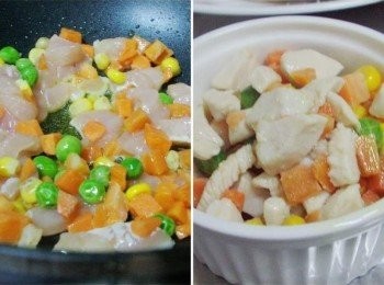 step2: 準備1小鍋ˊ放入<span class="group_2">副材料</span>略為拌炒ˊ約6~7分熟即可