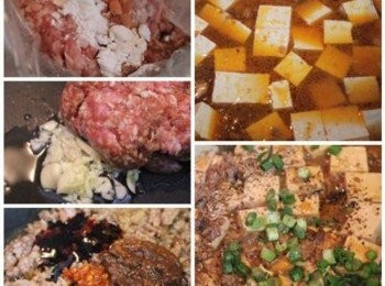 step1: 事前準備: 豬絞肉用太白粉/醬油 醃入味備用, 豆腐切塊